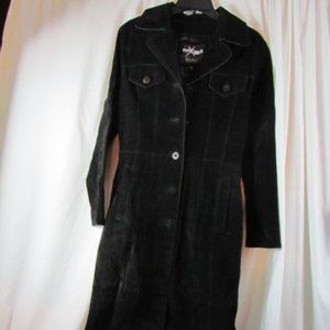 90s Wilson’s Leather Maxima Black Suede Trenchcoat